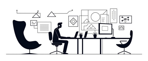 illustration of a person with  phone with a microphone