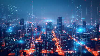 Fototapeta premium AI metropolis advanced urban design digital networks