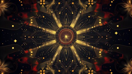 Vibrant Abstract Mandala with Golden Accents