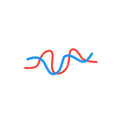 red and blue wave lines
