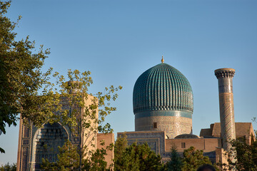 Obraz premium Blue Dome and Minaret of Timur's Mausoleum in Samarkand