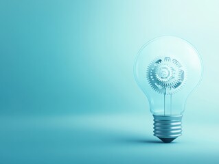 A modern light bulb illuminated against a soft blue background, symbolizing innovation and brightness in design and technology.