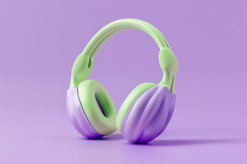 headphones on purple background