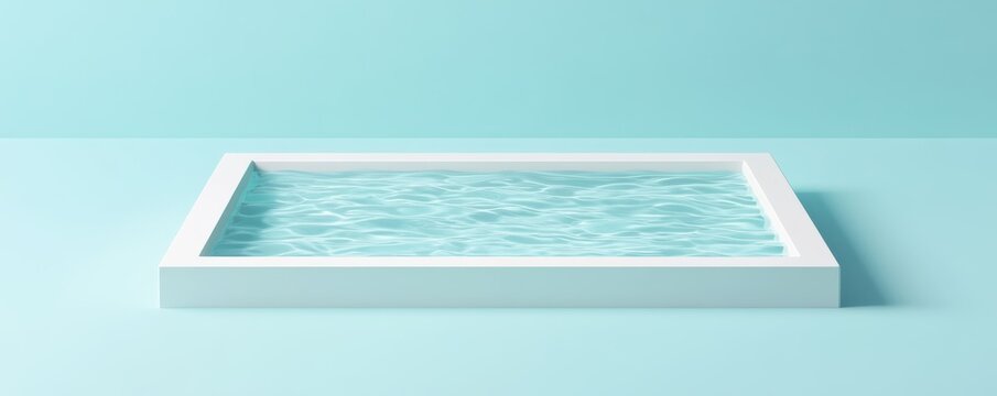 A serene and minimalistic water scene featuring a white frame and calm blue water, perfect for tranquility and relaxation themes.
