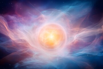 Obraz premium Brilliant Galactic Core Immersed in a Symphony of Abstract Energetic Cubist Cosmic Landscape for Advertising and Branding