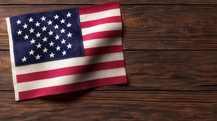 Obraz premium American Flag on Rustic Wooden Background Patriotic USA Symbol