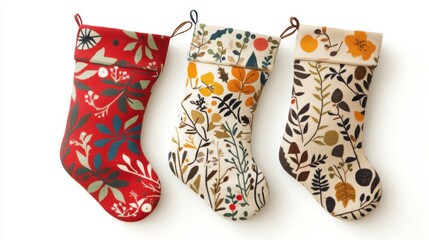 Eco-Friendly Carbon Christmas Stockings with Stylish Design on White Background