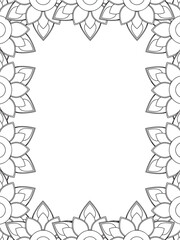 All these designs are hand-drawn and unique 
Flower Border Beautiful black and white illustration for adult coloring book,
This is a printable Beautiful Zentangle Coloring page for KDP Interior,