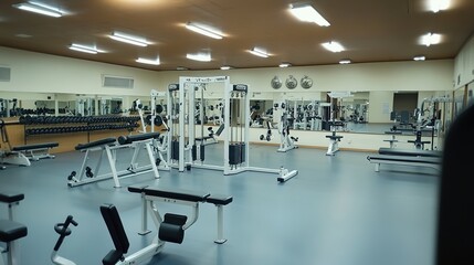 Dynamic Fitness Scene in Eagle Gym, Featuring Weightlifting Equipment, Energetic Atmosphere, and Strong Individuals Embracing a Healthy Lifestyle