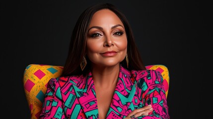 Confident Businesswoman Portrait with Abstract Background