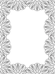 All these designs are hand-drawn and unique 
Flower Border Beautiful black and white illustration for adult coloring book,
This is a printable Beautiful Zentangle Coloring page for KDP Interior,