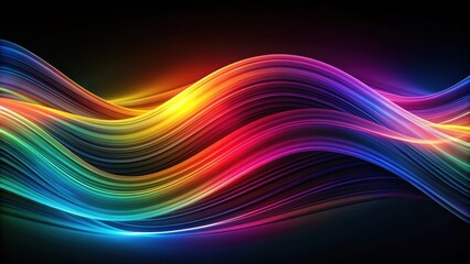 Colorful abstract multicolor waves in dark background, mixed colors, moving waves graphic, Abstract, Colorful