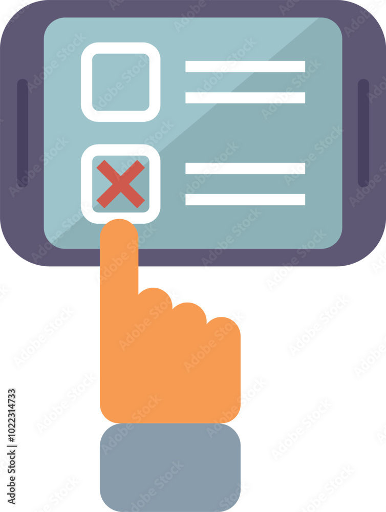Poster hand is selecting an answer in a multiple choice questionnaire using a smartphone