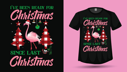 Christmas flamingo tshirt design vector