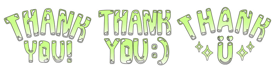 Green doodle word sticker png element set on transparent background