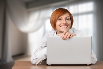 Young smart business woman work on laptop computer