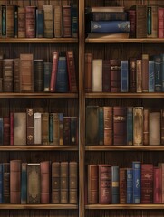 The wooden shelves display an extensive collection of textbooks and academic literature, perfect for students and researchers alike. Generative AI