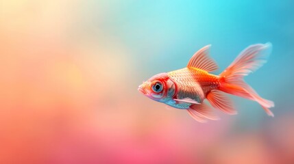 Fototapeta premium Close-Up of Cute Exotic Fish with Iridescent Colors