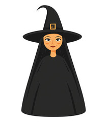 Halloween Witch Illustration with Transparent Background for Spooky Designs and Overlays