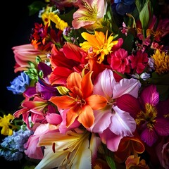 Obraz premium Beautiful flower arrangement with a mix of vibrant blooms,Generative AI