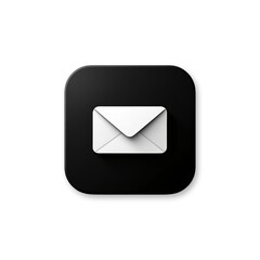 Minimalist Email Icon on Black and transparent Background
