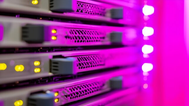 Secure Server Room with Blinking Lights Showcasing the Cutting Edge Technology and Importance of Cybersecurity in Powering Today s Business and Data Management