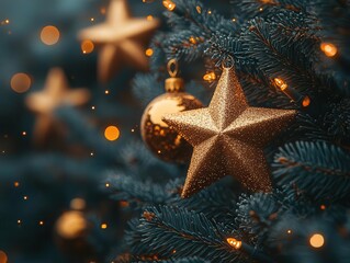 enchanting christmas background adorned with sparkling stars, evoking a festive and magical holiday atmosphere, perfect for seasonal celebrations and decorations