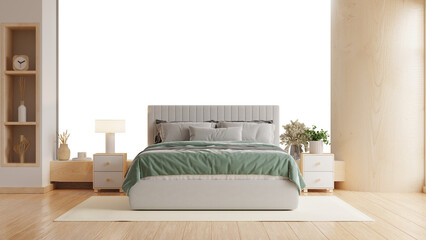 Bedroom and decor on transparent background- 3D rendering