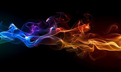 Colorful cloud of smoke of vape on a dark background.