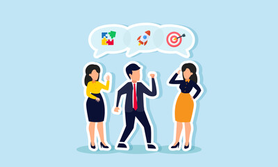 A business group discusses business performance, illustrating the exchange of ideas on effective business management and administration