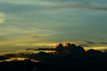 The view of the evening landscape shooting in the sky at natural sunse