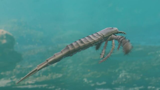 Extinct Sea Scorpion Eurypterus Swimming in Sea Animation