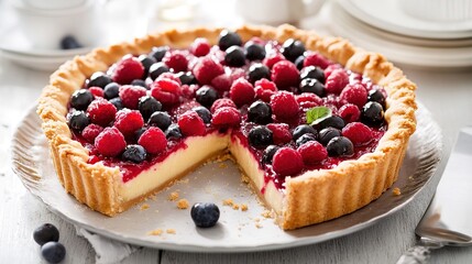 Delicious Pie, Freshly Baked with Golden Crust and Sweet Filling, Appetizing Homemade Dessert, Perfect for Special Occasions and Family Gatherings