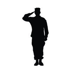 Soldier salute silhouette stock vector