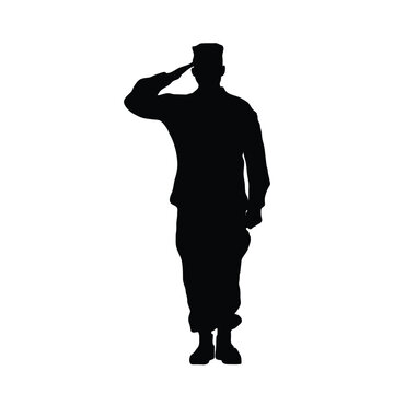 recommend clip art: Soldier salute silhouette stock vector