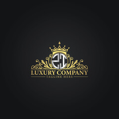 Luxury Crown Logo with Elegant Flourishes and Monogram