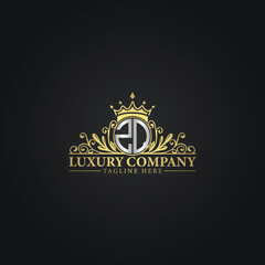 Luxury Crown Logo with Elegant Flourishes and Monogram