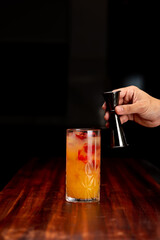 Cocktails on a bartender table