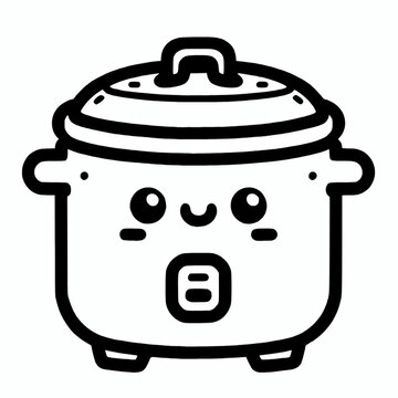 recommend clip art: Cute rice cooker cartoon line clip art vector illustration