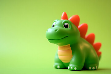 Obraz premium Dragon rubber toy with copy space with green background