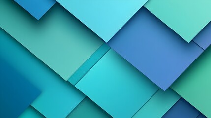 Fototapeta premium Overlapping Rectangular Shapes in Royal Blue and Soft Mint Green Abstract Background with Clean Geometric Design