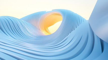 Flowing Waves of Soft Blue and Warm Yellow Light. This captivating image features smooth, flowing waves in shades of blue and yellow, evoking a sense of tranquility and fluidity.