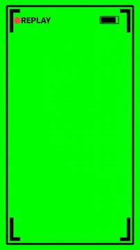 Mobile Phone Replay Screen Overlay Animation Background, Animation frame replay video border on Green Screen Background, Vertical format. Perfect for video editing, transitions, and more.