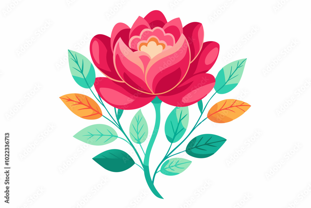 Poster Beautiful romantic flower vector illustration on a white background