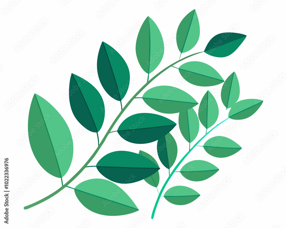 Wall mural A leafy green plant with a stem and leaves