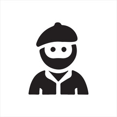 Man profile icon silhouette vector illustration Black and white 