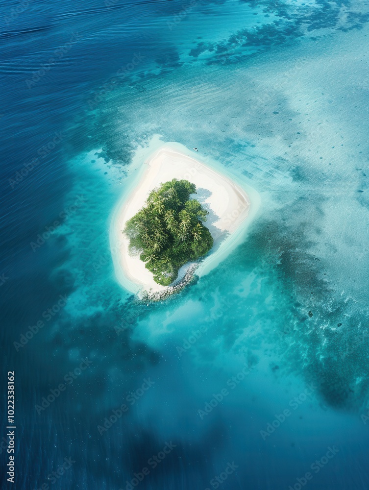 Aufkleber a tranquil island with soft white sand is encircled by beautiful turquoise waters, inviting visitors