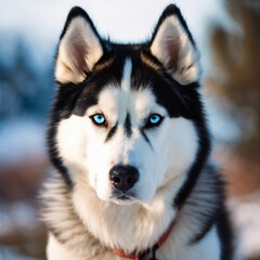 Fototapeta premium Siberian Husky Dog Closeup