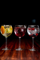 Cocktails on a bartender table