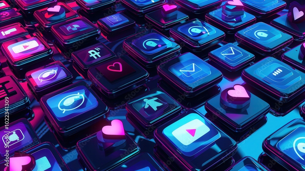 Poster multiple smartphone screens showcase vibrant like and comment icons, reflecting the active participa